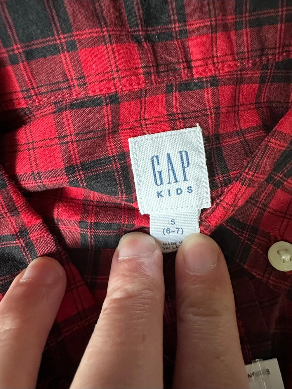 GAP Red and Black Plaid Button-Down Shirt